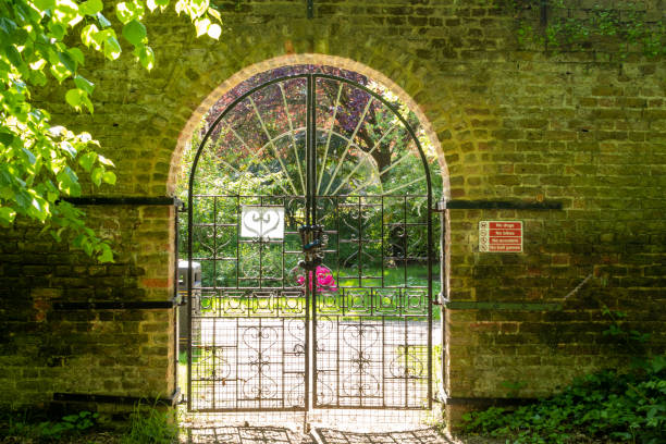 istock The locked garden gate in a brickwall 1224547052