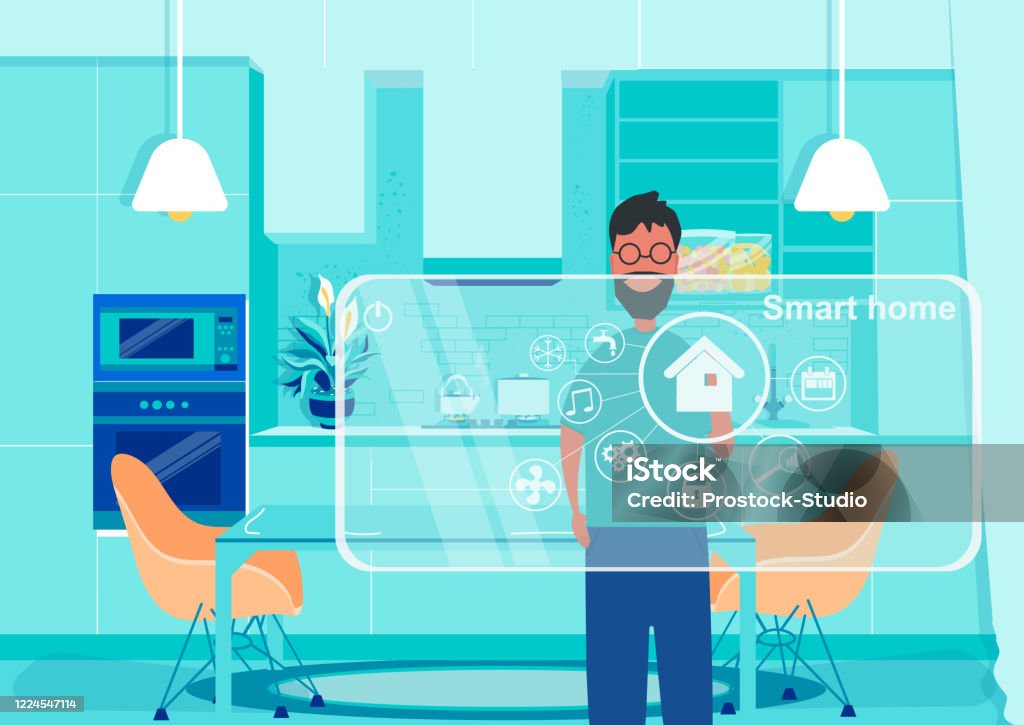 Smart Home Assistent Interface Of Smart Home Automation Assistant On A Virtual Screen Stock ...
