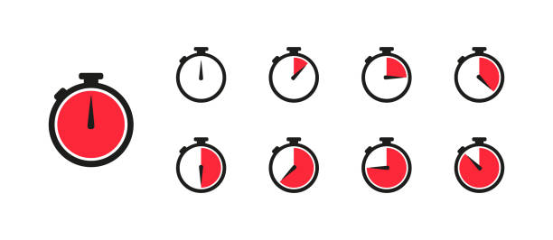시계, 시간 아이콘, 시계 세트 플랫 스타일, 벡터의 고립 된 아이콘 - 스톱워치 stock illustrations