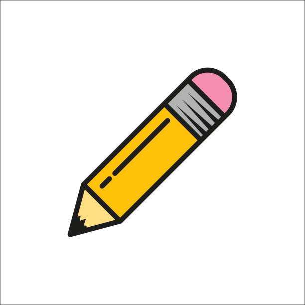 illustrazioni stock, clip art, cartoni animati e icone di tendenza di matita su sfondo bianco. icona in stile piatto, vettore - pencil yellow single object office