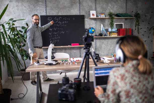 istock Teacher schooling kids online from home classroom 1224551953