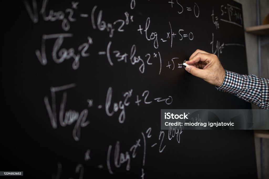 Stock Math Professor Math Professor Writing Mathematical Formula On Blackboard During Online ...