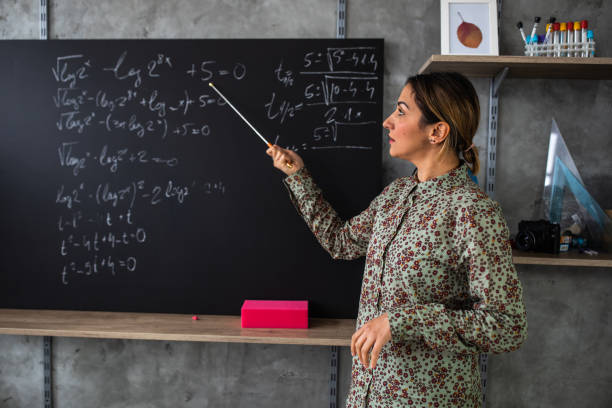 istock Math teacher schooling kids online from home classroom 1224552781