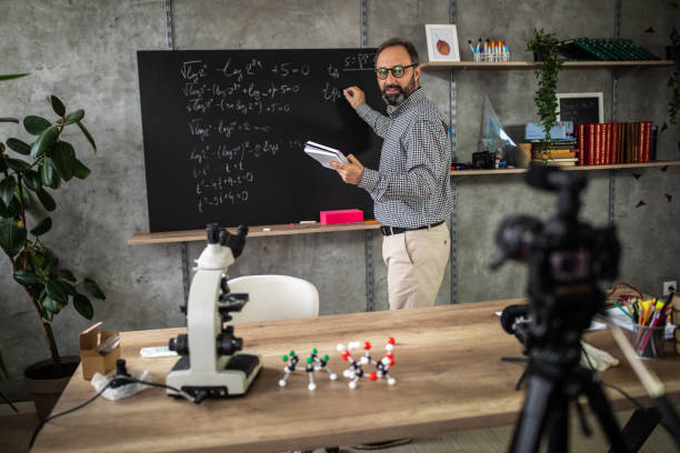 istock Teacher schooling kids online from home classroom 1224552789