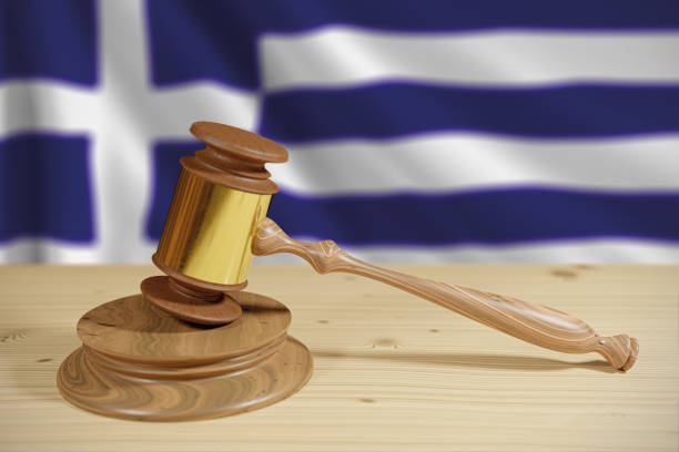 Legal issues in Greece with a judge's gavel