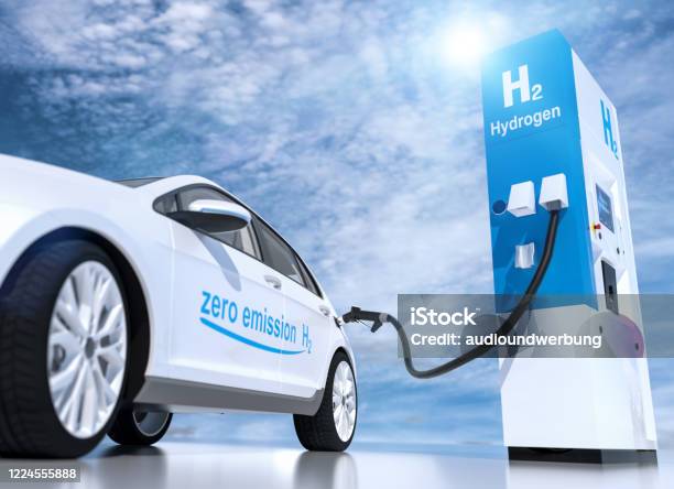 Hydrogen Logo On Gas Stations Fuel Dispenser H2verbrennungsmotor Für Emissionsfreien Umweltfreundlichen Transport Stockfoto und mehr Bilder von Wasserstoff