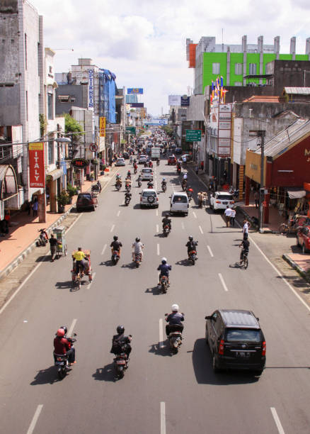 Bandung center city busy traffic street, Indonesia stock photo