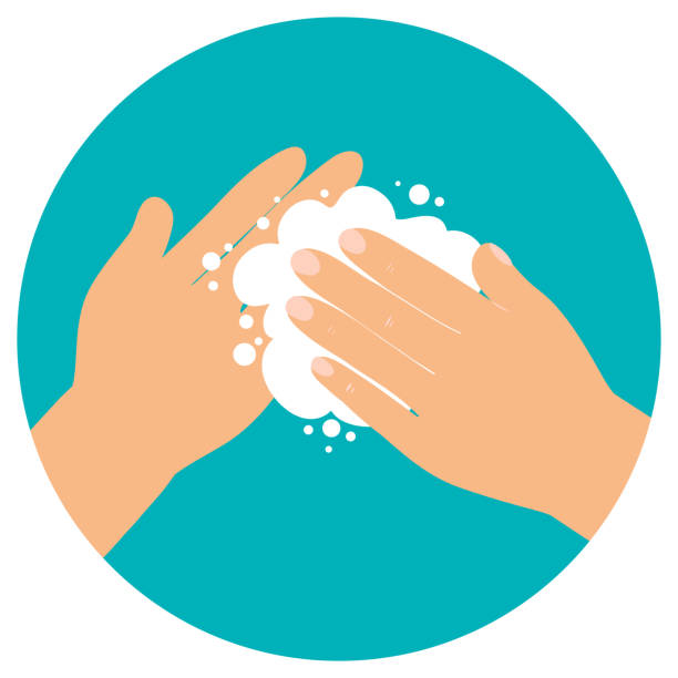 istock Washing hands with soap flat style vector illustration drawn by hand. Hygiene concept 1224560567