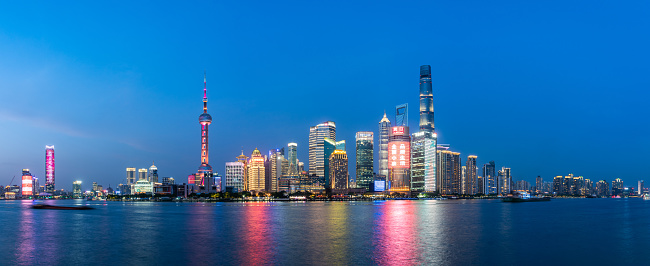 Shanghai Pudong Lujiazui Skyline Night View