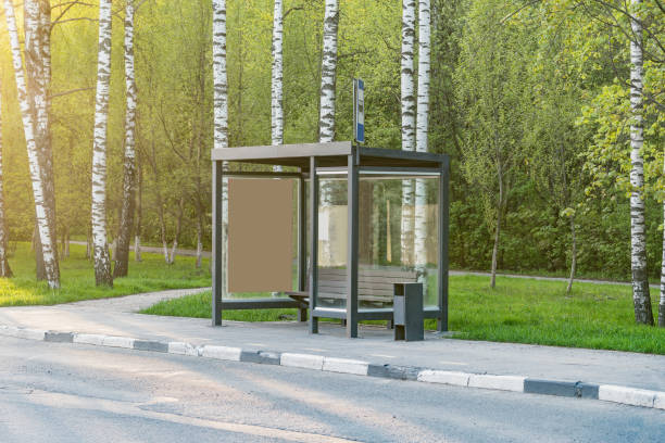 istock Empty bus stop in the city park. 1224562197