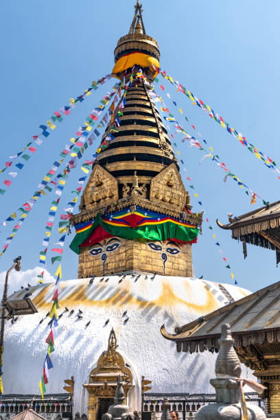 스와얌부 마하 샤티야 스타파 - nepal buddha monkey temple tibet 뉴스 사진 이미지