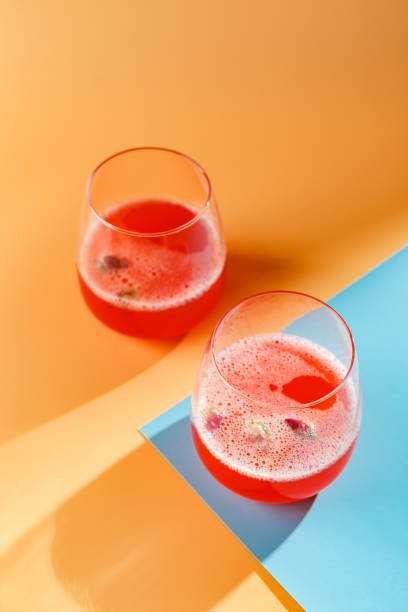 istock Pink Raspberry Cocktail in drink glass 1224566613