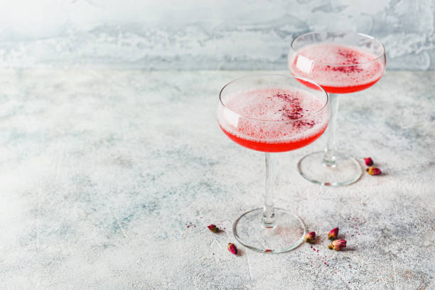 istock Pink Raspberry Cocktail in drink glass 1224566627