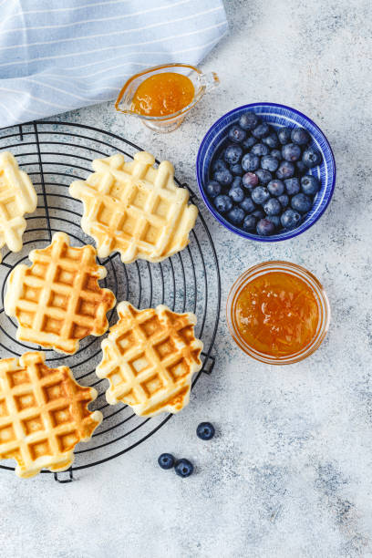 istock Home made Belgian waffles served with berries 1224567957