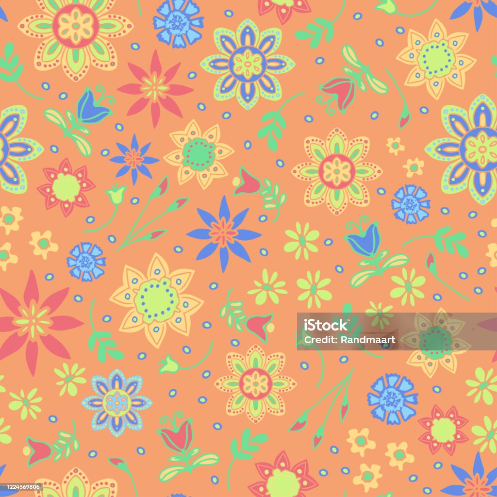 Hoa Văn Vector Liền Mạch Với Hoa Màu Pastel Trên Nền Màu Hồng Nhạt ...