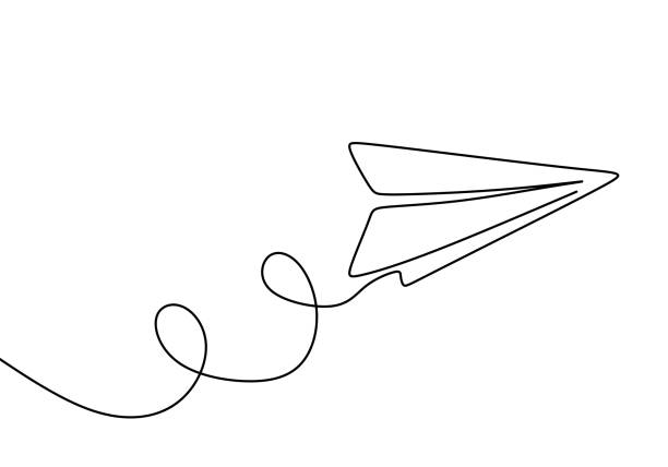 illustrazioni stock, clip art, cartoni animati e icone di tendenza di piano di carta, simbolo creativo. disegno continuo a una riga, stile minimalista. concetto di illustrazione vettoriale della creatività. - paper airplane paper airplane vector