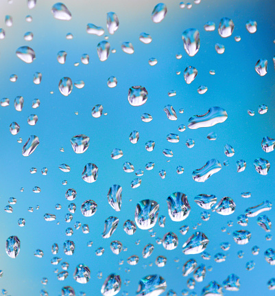 Texture with water drops on a blue background