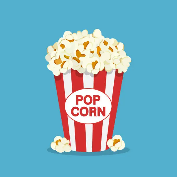 Vector illustration of Popcorn box in flat style.