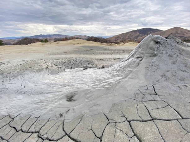 Muddy volcano landscape in Buzau, Romania