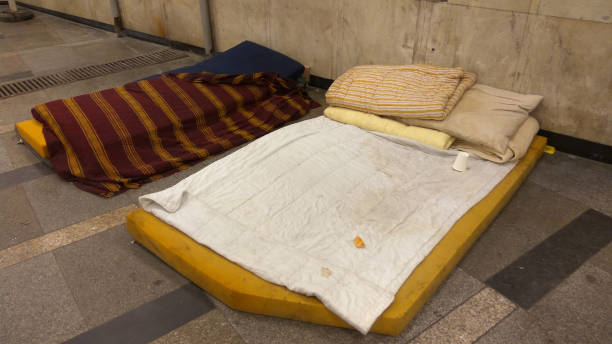 istock Here slept homeless people outdoors in the city 1224578989