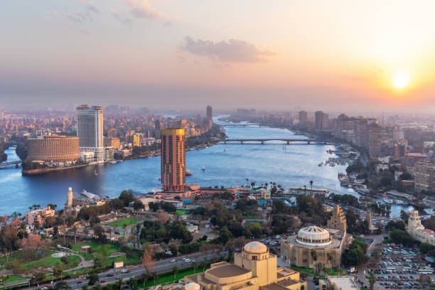 istock Famous Cairo downtown panorama, sunset view, Egypt 1224579171