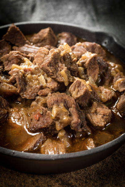 istock Beef stew in a cast iron skillet. 1224583770