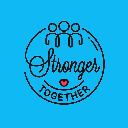 Stronger together sign. Vector quote linear concept 10 eps