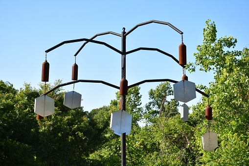 Modern wind chime in the park