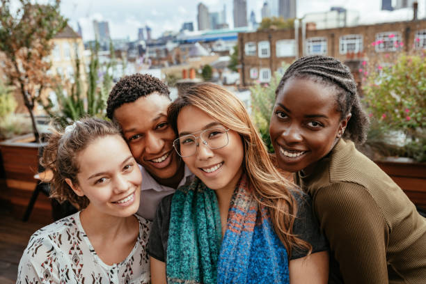 istock Group of diverse friends posing for selfie 1224588200