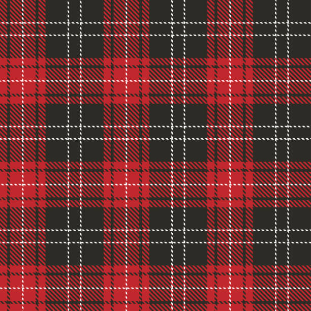 Tartan plaid seamless pattern dark gray color background. Flannel shirts , Vector illustration for wallpapers , Red white line color fabric , Scottish cage . Tartan plaid seamless pattern dark gray color background. Flannel shirts , Vector illustration for wallpapers , Red white line color fabric , Scottish cage . wallpaper stripper stock illustrations