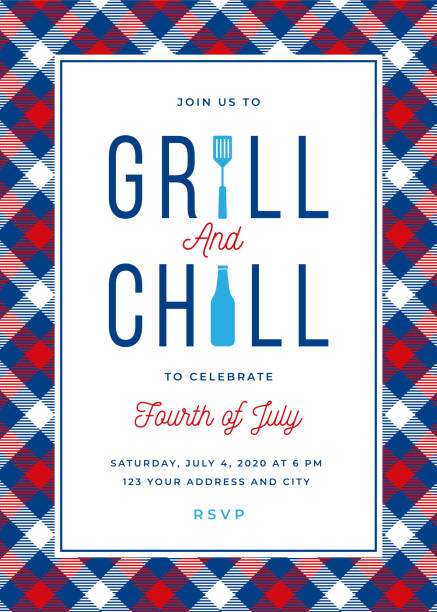 Fourth of July BBQ Party Invitation. Fourth of July BBQ Party Invitation. stock illustration paper plate stock illustrations