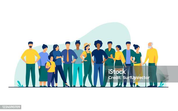 Diverse Crowd Of People Of Different Ages And Races Stock Illustration - Download Image Now