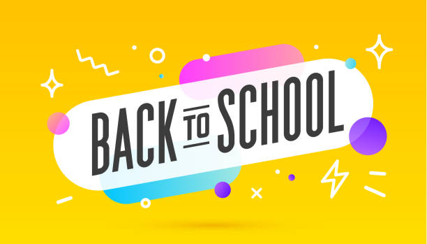 Back to School, speech bubble. Banner, poster, speech bubble Back to School, speech bubble. Banner, poster, speech bubble with text Back to School. Geometric memphis style with message back to school. Explosion burst design, speech bubble. Vector Illustration word cool stock illustrations