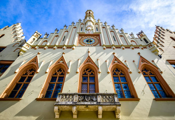 historic gothic facades at the famous old town of Landshut