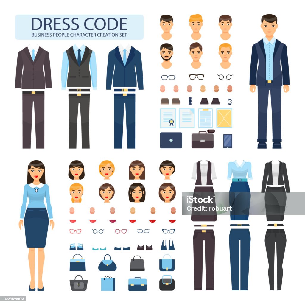 Coast heroic Easy Dress Code For Business People Characters Set Stock Illustration - Download  Image Now - Business, Cartoon, Fictional Character - iStock
