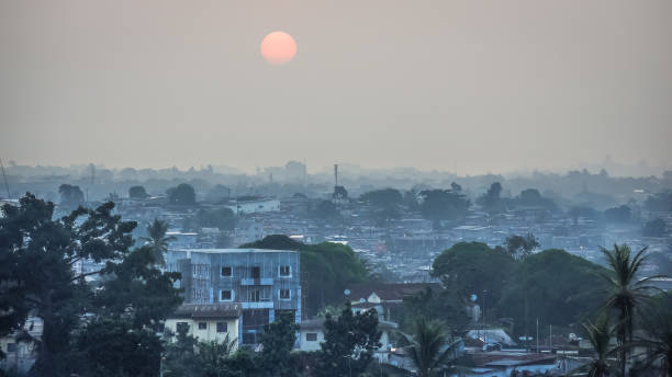 Panoramic of the city of Libreville Panoramic with mist at dawn of the African city of Libreville, capital of the Republic of Gabon gabon stock pictures, royalty-free photos & images