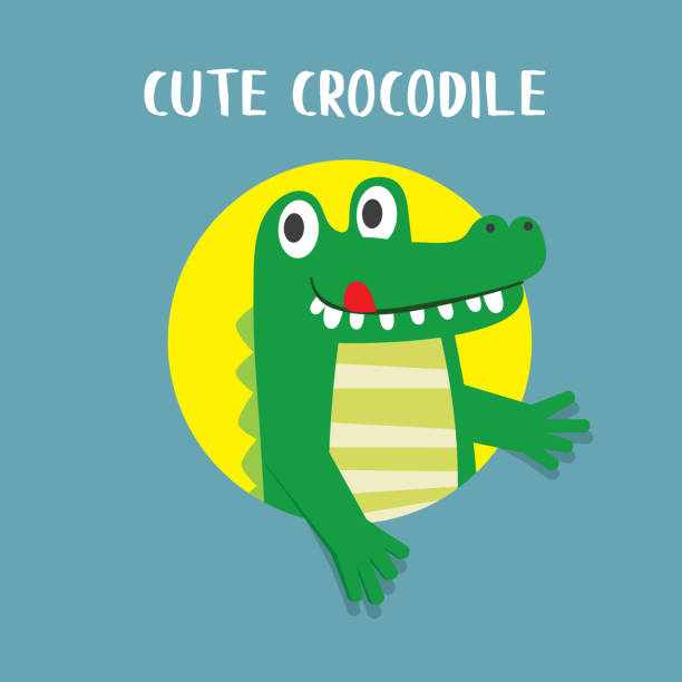 ilustrações, clipart, desenhos animados e ícones de ícone de crocodilo bonito, ilustração vetorial - crocodile family