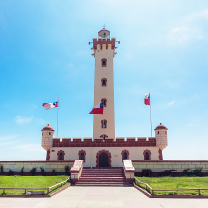 Vew of the Monumental Lighthouse of La Serena during sunny day, Chile