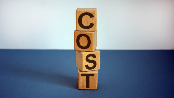 istock Concept word 'cost' on cubes on a beautiful blue background. Business concept. 1224610030