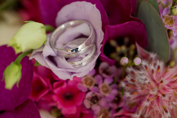 istock beautiful flower decoration with wedding rings 1224613564