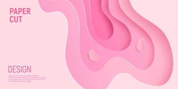 istock Pink paper cut banner with 3D slime abstract background and pink waves layers. Abstract layout design for brochure and flyer. Paper art vector illustration 1224615042