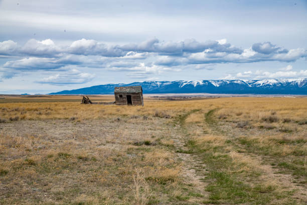 Very old building in Western USA - Montana -Old  Ford Model T garage and barber shop