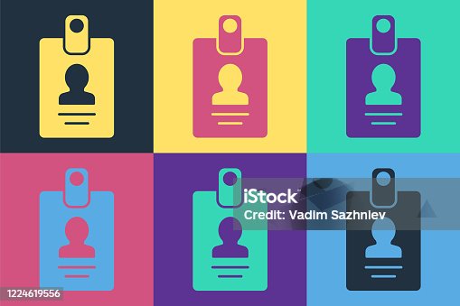 istock Pop art Identification badge icon isolated on color background. It can be used for presentation, identity of the company, advertising. Vector Illustration 1224619556