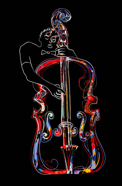 istock playing double bass . Classical musician jazz bassist 1224620167