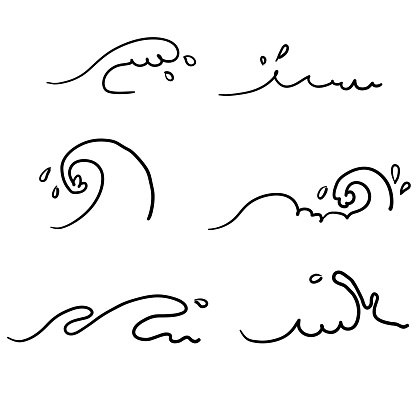 hand drawn wave vector set graphic doodle