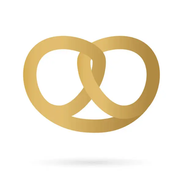 Vector illustration of golden pretzel icon