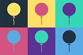 istock Pop art Balloon with ribbon icon isolated on color background. Vector Illustration 1224621937