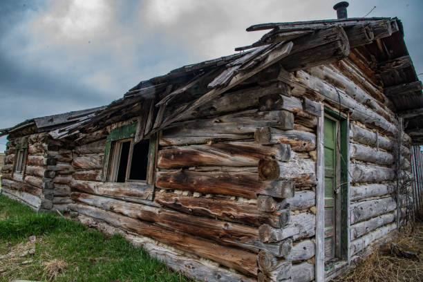 istock Old abandoned log building in western USA 1224622703