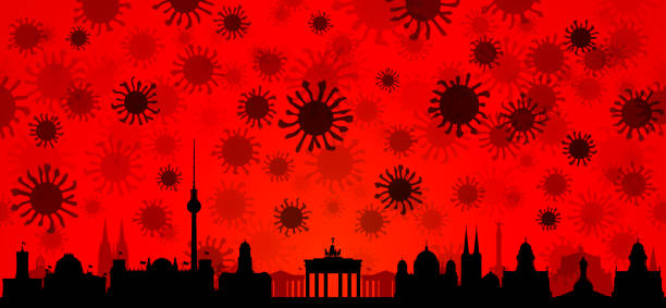 ilustrações de stock, clip art, desenhos animados e ícones de coronavirus in berlin (all buildings are complete and moveable) - berlin germany skyline silhouette brandenburg gate