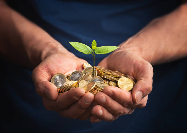 dinero para nuevas oportunidades de inversión - one euro coin fotografías e imágenes de stock